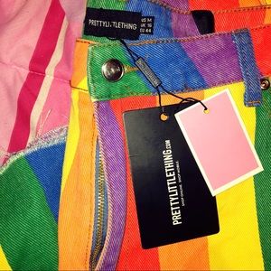 PRETTY LITTLE THING ‘ MULTI  STRIPE MOM JEANS ‘